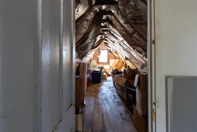 view of unfinished attic