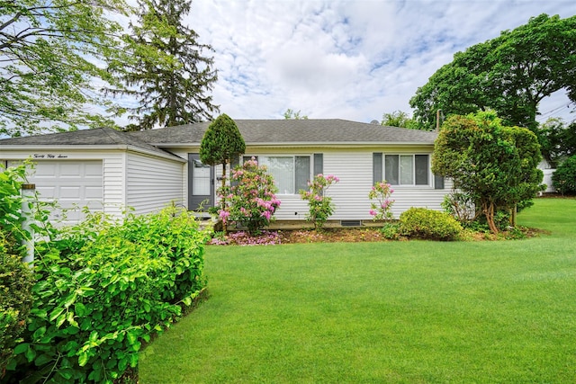 2057 Renfrew Ave, Elmont, NY 11003 - ranch-style house with an attached garage and a front lawn