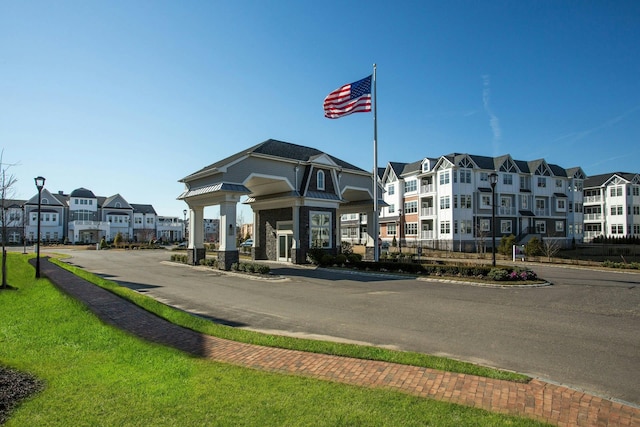 view of building exterior with a residential view