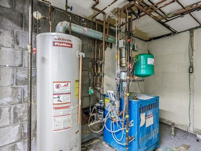 utilities with water heater and a heating unit