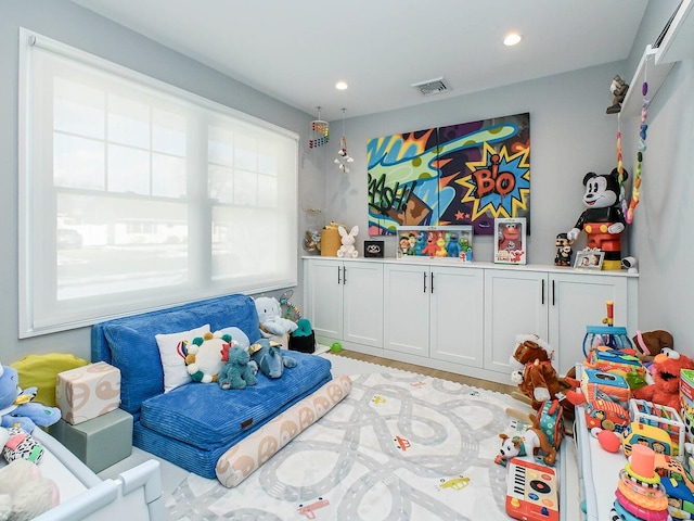 playroom featuring visible vents and recessed lighting