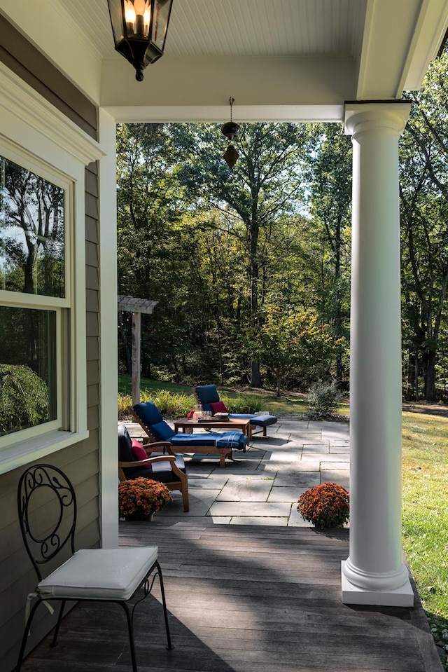 deck with covered porch