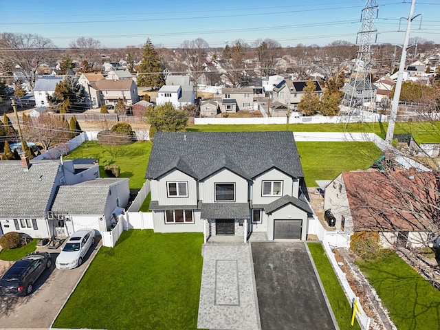 aerial view with a residential view