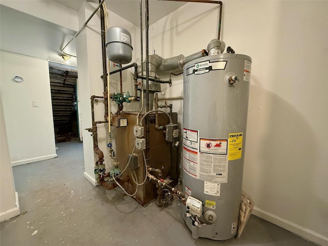 utility room with gas water heater