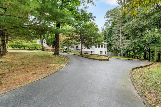 view of street featuring curbs