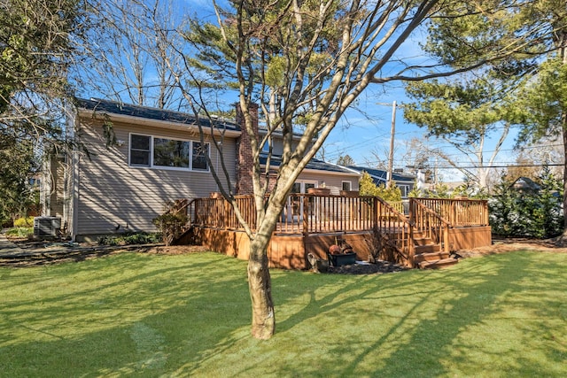 view of yard with a wooden deck