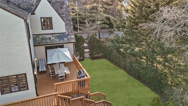 view of yard with a wooden deck