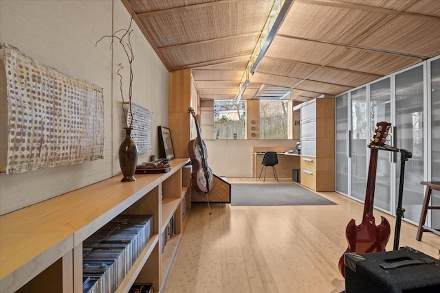 2737 Palisade Ave, Bronx, NY 10463 - basement with wooden ceiling, wood finished floors, and an office area