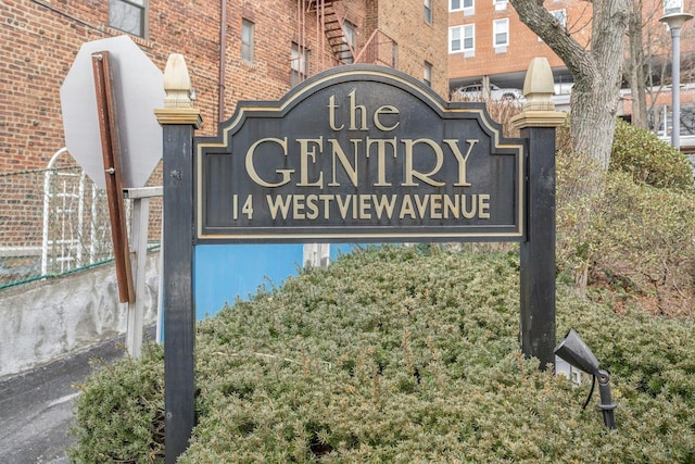 view of community sign