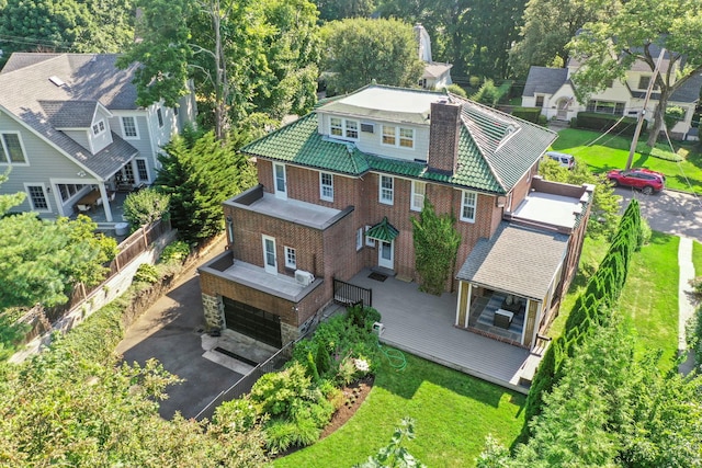 aerial view with a residential view