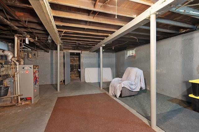 view of unfinished basement