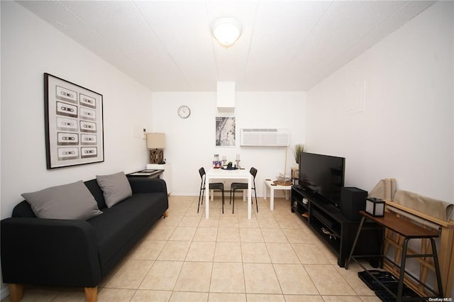 living room with light tile patterned floors