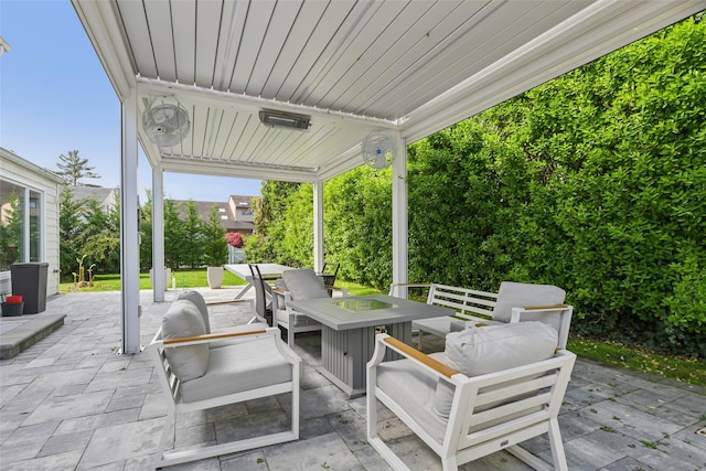 view of patio featuring an outdoor living space and outdoor dining space