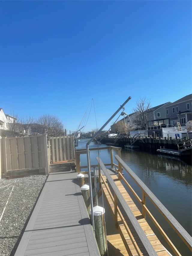 view of dock featuring a water view