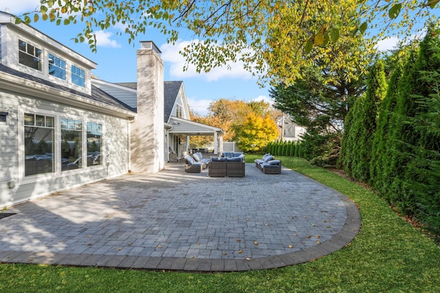 exterior space with fence and an outdoor hangout area