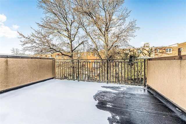 view of snow covered patio