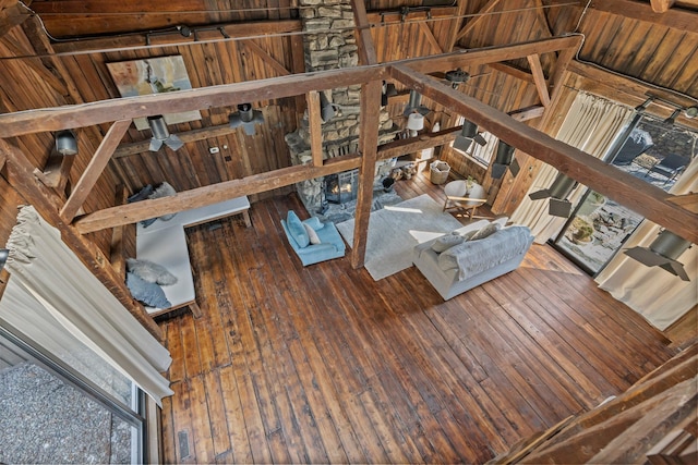 living room with hardwood / wood-style flooring