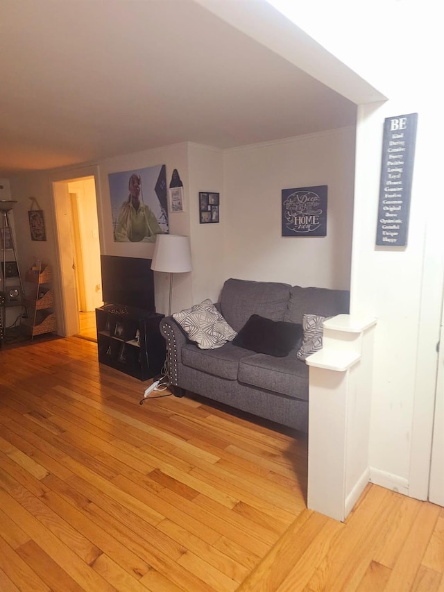 living area with light wood-style floors