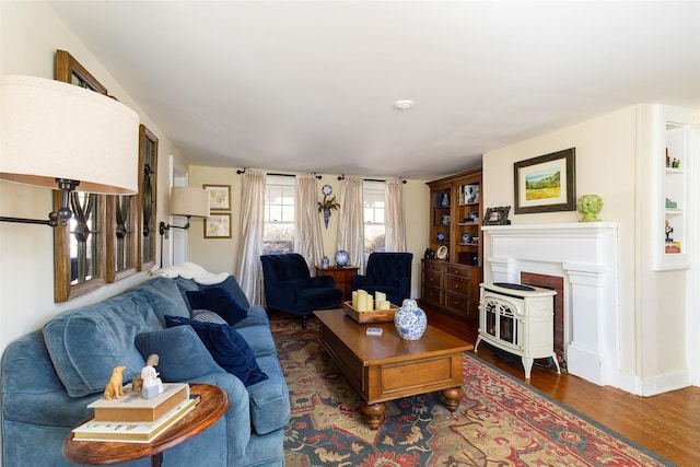 living area with wood finished floors