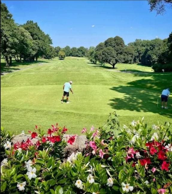 118-82 Metropolitan Ave Unit 1B, Kew Gardens, NY 11415 - surrounding community with golf course view, view of scattered trees, and a lawn