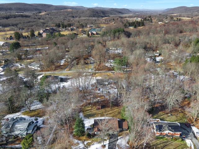 bird's eye view with a mountain view