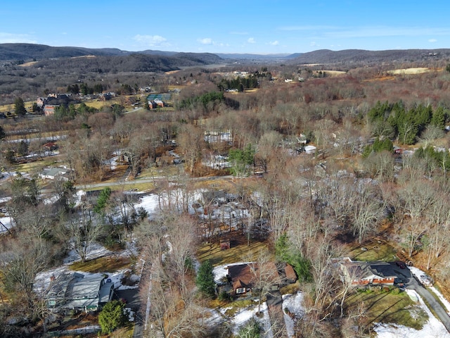 bird's eye view with a mountain view