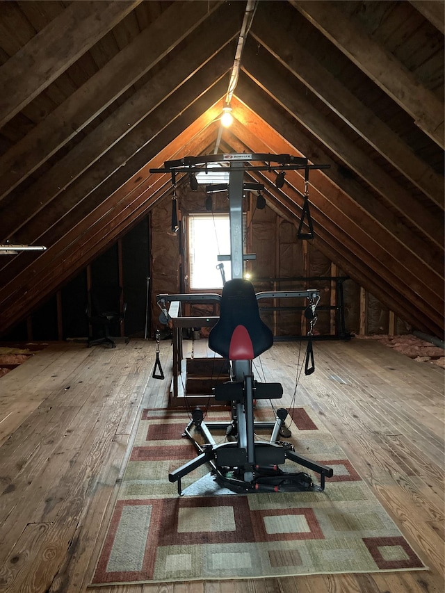 view of unfinished attic