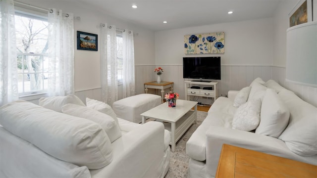 5225 Peconic Bay Blvd, Laurel, NY 11948 - living room with a wainscoted wall and recessed lighting