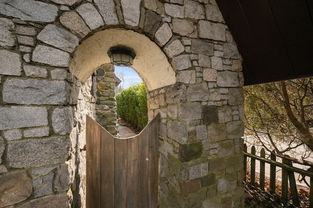 details featuring stone siding