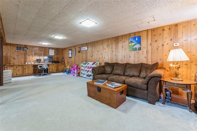 living area with light carpet