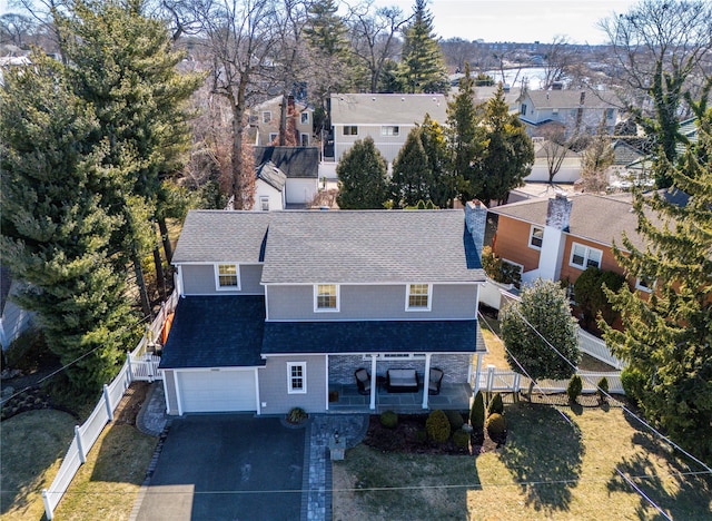 aerial view with a residential view