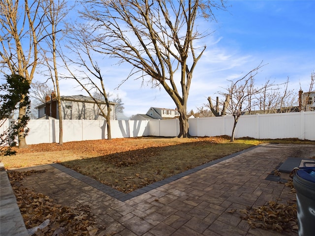 view of yard featuring a fenced backyard and a patio