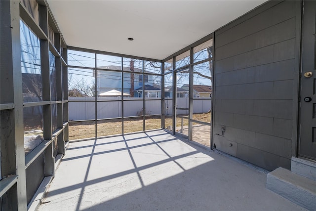 view of unfurnished sunroom