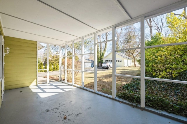 view of unfurnished sunroom