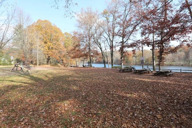 view of yard featuring a water view