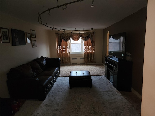 living room with carpet floors