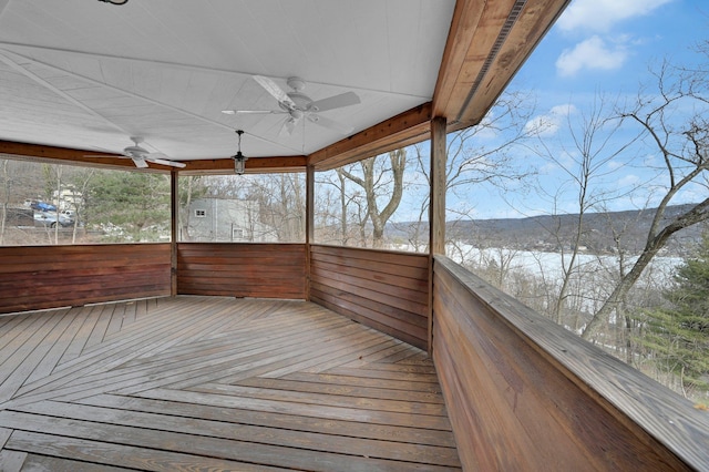 wooden terrace with ceiling fan