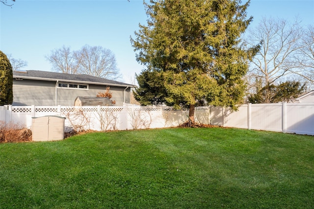 view of yard with a fenced backyard