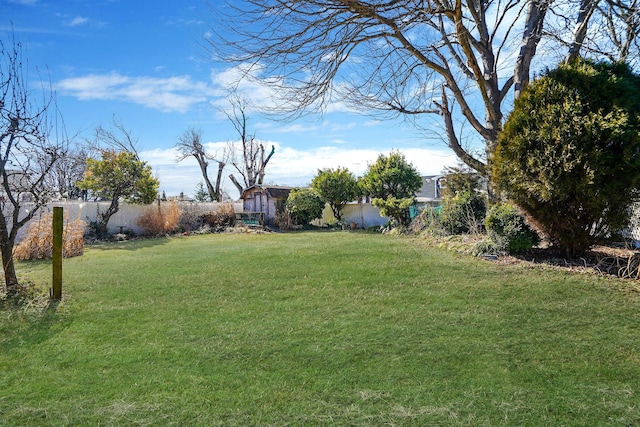 view of yard with a fenced backyard