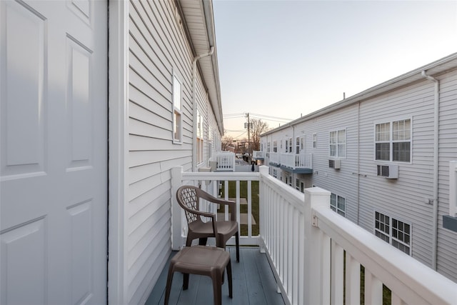 balcony with a wall mounted air conditioner