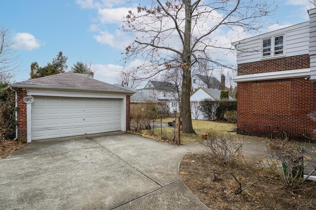 view of detached garage