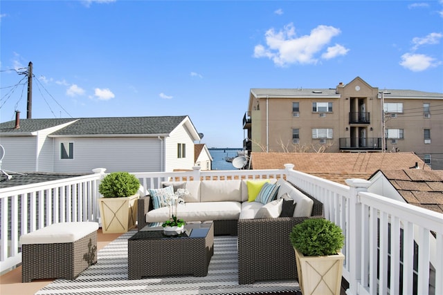 deck featuring an outdoor living space