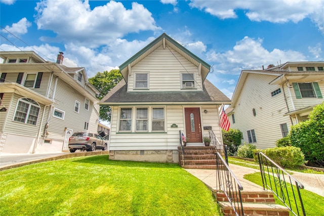 254 Rice Ave, Staten Island, NY 10314 - view of front facade with a front lawn, crawl space, and a shingled roof