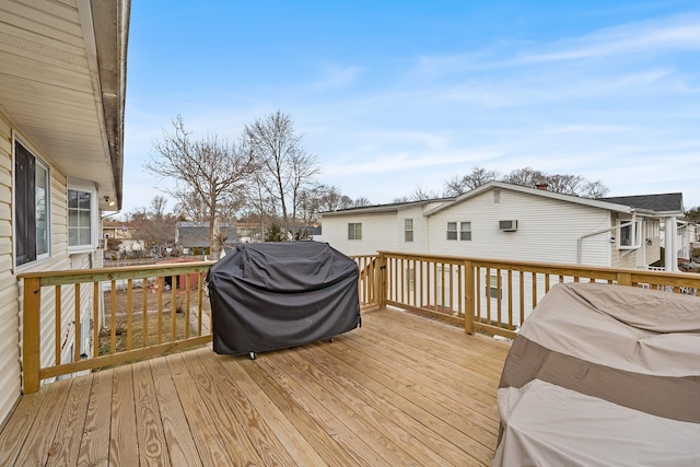 wooden terrace with grilling area