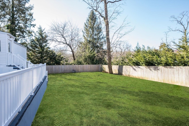 view of yard featuring a fenced backyard