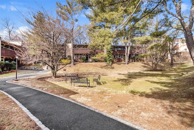 view of yard featuring a wooden deck