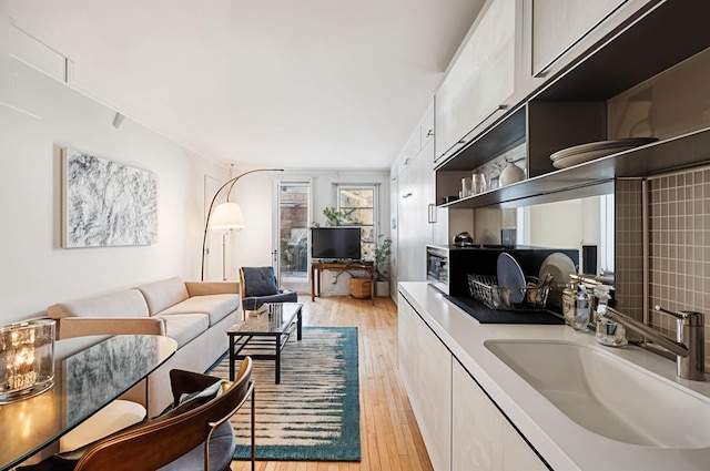 living room with light wood-style floors
