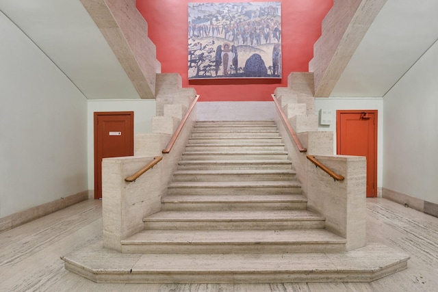 stairs with baseboards
