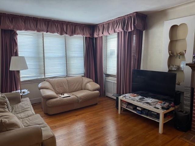 living area with wood finished floors