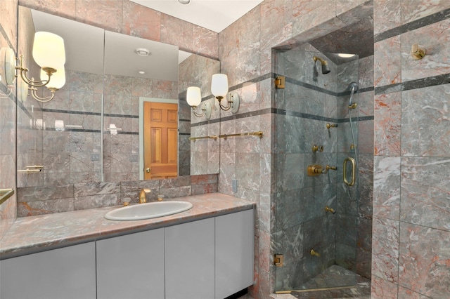 6 Agate Ave, Ossining, NY 10562 - full bathroom with tile walls, a shower stall, and vanity